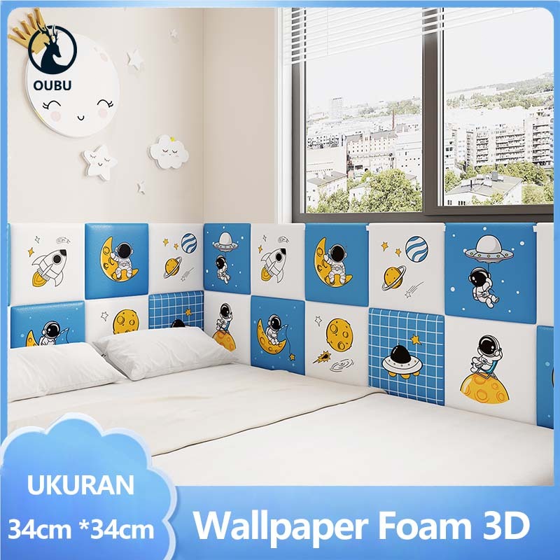 Wallpaper Dinding 3D Foam Ukuran 34CM x 34CM Wall Border Sticker Dinding Tebal 8MM / Stiker Dinding 
