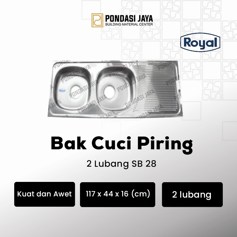 Bak Cuci Piring ROYAL SB 28 (2 Lubang + sayap)
