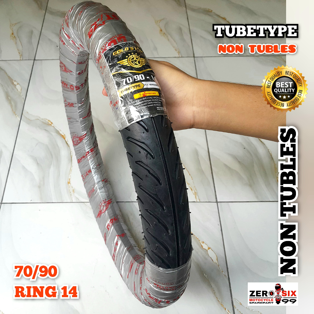 TERMURAH - Ban Luar Tubetype / Non Tubles Motor Matic Metic Metik Depan 70/90 Ring 14 [ MOTIF POWER 