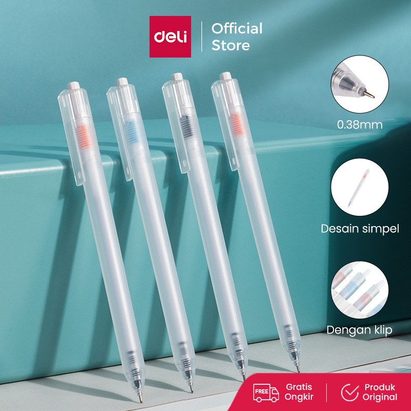 

Deli Gel Pen / Pulpen Gel 0.38mm Tinta Hitam Retracable Desain Unik A115 1 pcs