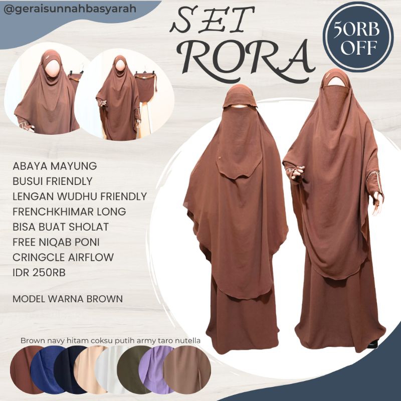 set syar'i abaya frenchkhimar long free niqab poni