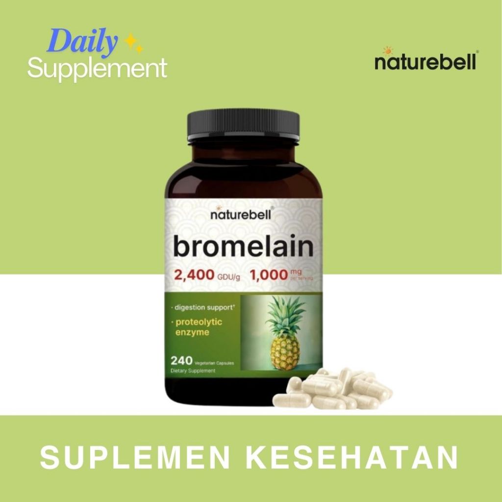 Naturebell Bromelain 2,400 GDU/g 1,000mg - 240 Veggie Capsules Non-GMO