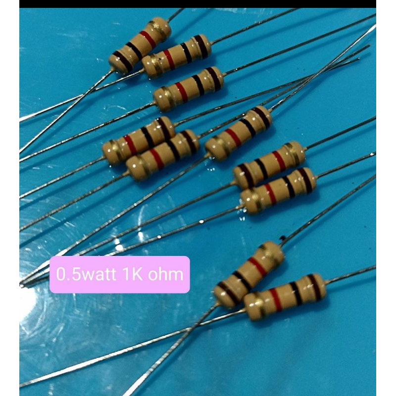 10BUAH RESISTOR 0.5WATT 1k ohm setengah watt 1K ohm 1Kohm 1 K OHM 0,5 WATT