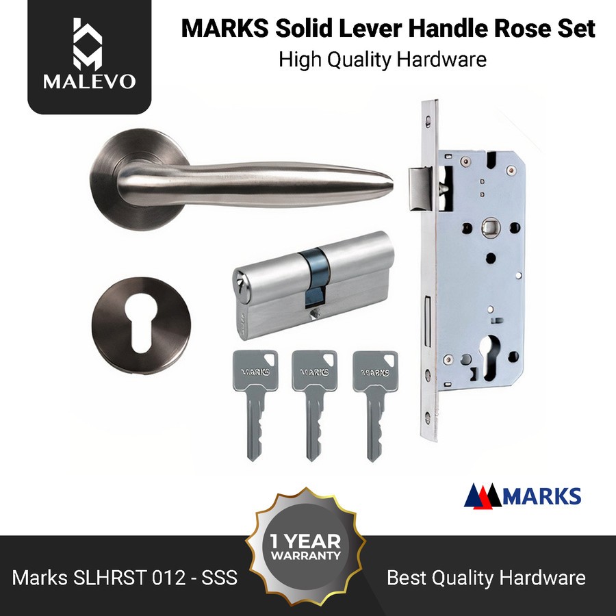 Handle Pintu Set MARKS Solid Handle Rose Set SLHRST 012 – SSS
