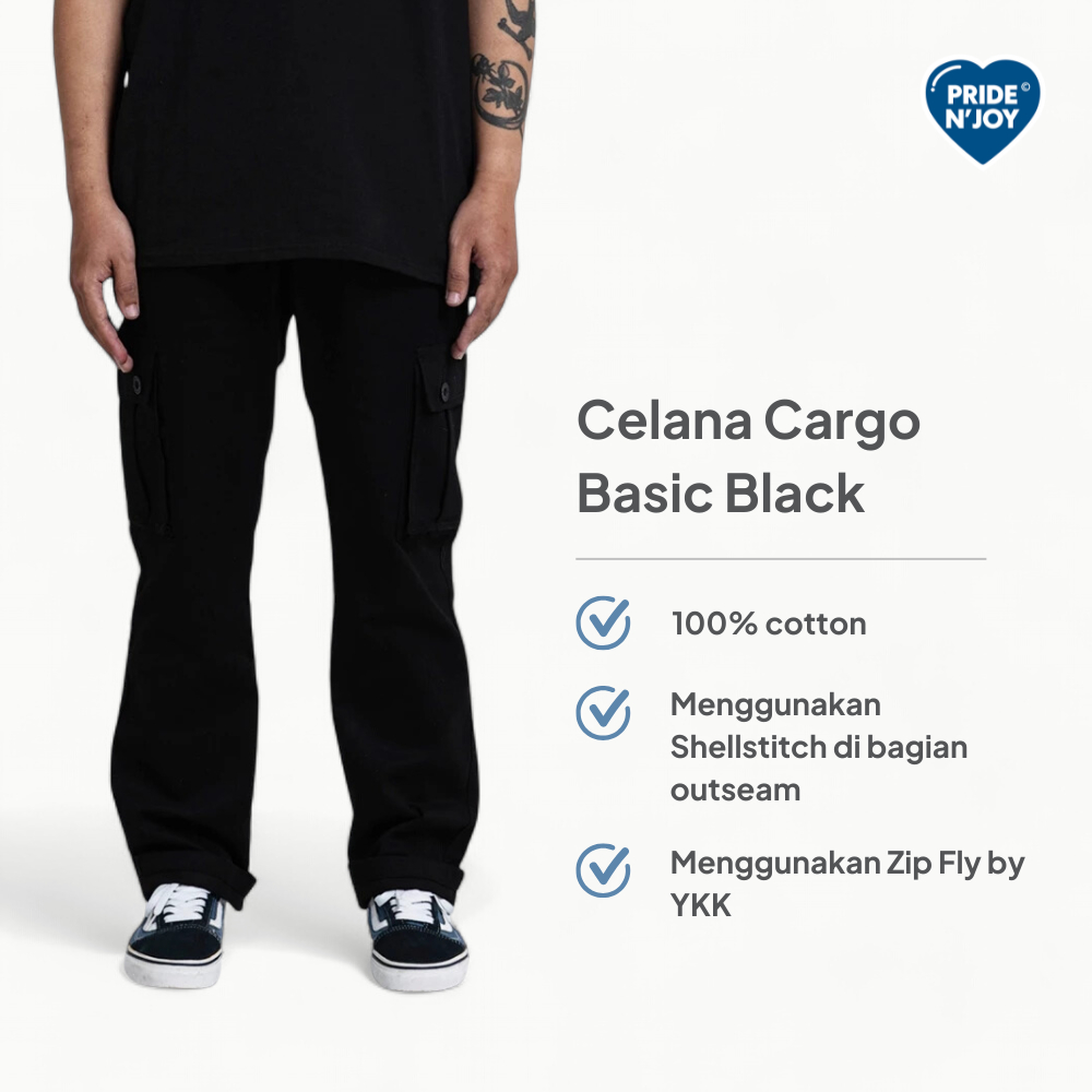 Pride N Joy - Celana Cargo Basic Black