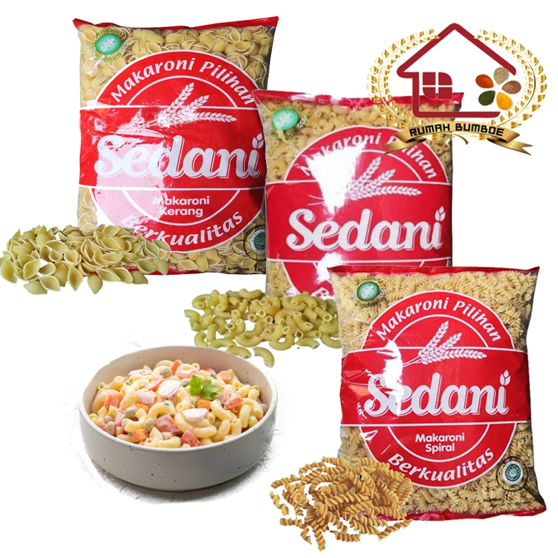 

(1 kg) SEDANI MAKARONI Pipa/Kerang/Spiral Kemasan Bogasari Macaroni Pasta