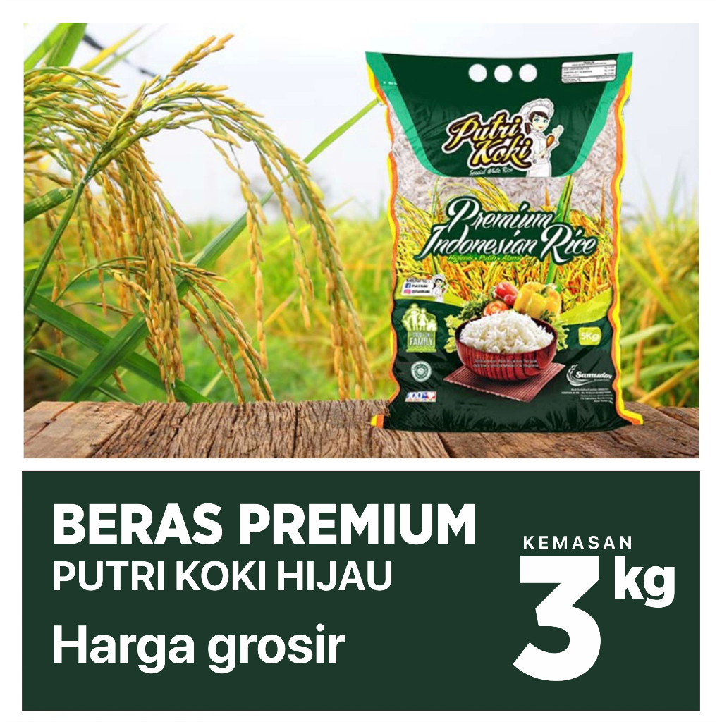 

Beras Putri Koki Hijau Premium 3kg/Beras Murah