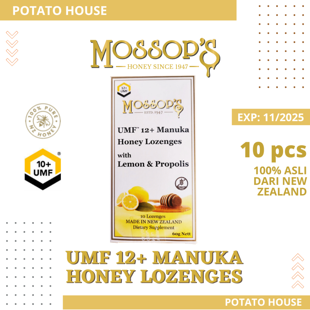 

UMF 12+ Manuka Honey Lozenges 10 pcs - Permen hisap manuka honey UMF 12+ dengan Lemon dan Propolis