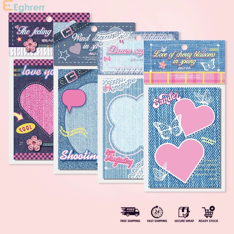

Eeghrerr 100PCS Catatan Tempel Gaya Koboi Catatan Tempel Gaya Koboi Sticky Notes Lucu Memo Pad Motif Jeans