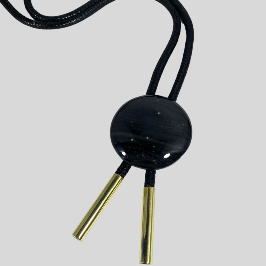 Bolo Tie Volcanic Obsidian - Dasi Koboi Batu Volcanic Obsidian - Natural Batu Mulia