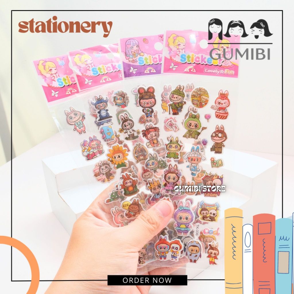 

STIKER LABUBU TIMBUL TERMURAH STICKER KARAKTER LABUBU LUCU TERMURAH GUMIBI STORE HARGA GROSIR