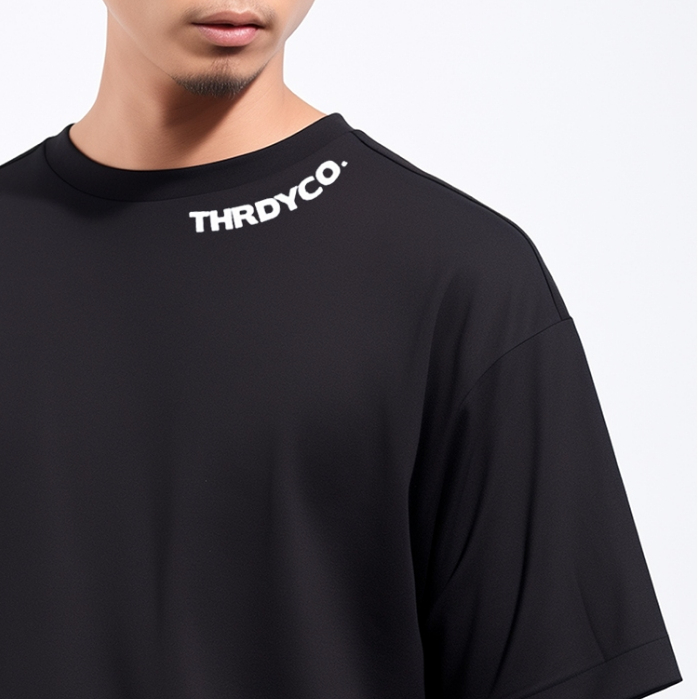 MTJ94 Kaos Oversize Tangan Pendek Tshirt Pria Scuba Lux Tebal Tulisan Simple "Thirddayco Neck" Hitam