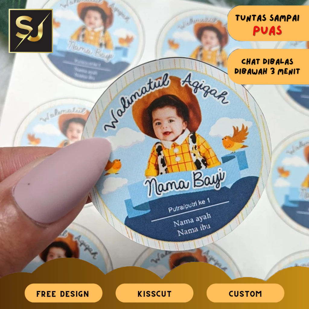 

2-4 Stiker Label Tasyakuran Aqiqah Anak Bayi Sangjaya Sticker Nama Ucapan Kelahiran Akikah