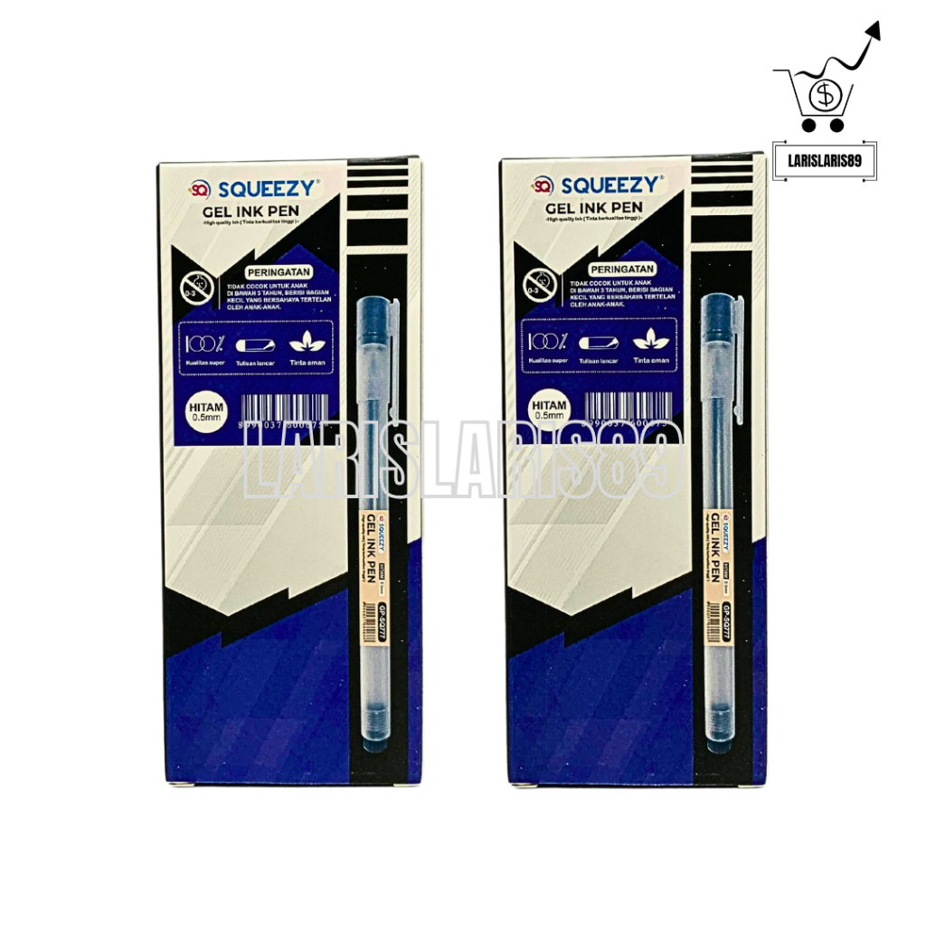 

Pulpen Gel SQUEEZY SQ-777 0.5 mm / Bolpen Pena Grosir Warna Hitam Black isi 12 PCS [PER LUSIN]