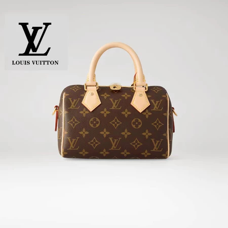 【Gift & Box】LV Louis Vuitton New Speedy Small 20 Pillow Bag Pink hitam Wide Shoulder Strap Crossbody