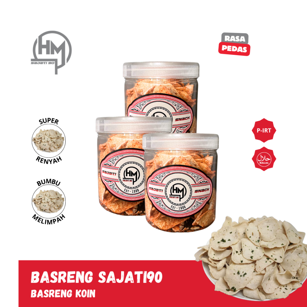 

SAJATI Basreng Koin Sajati Rasa Pedas Kemasan Toples