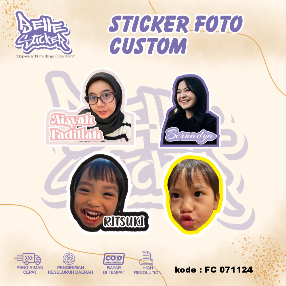 

Stiker Foto Wajah dan Tulisan Nama Custom Suka-Suka Stiker Custom Face Wajah Suka Suka Sticker Muka