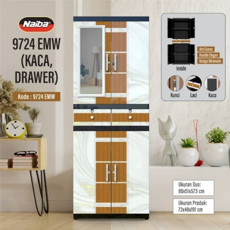 Lemari Naiba Jumbo 4 Susun Kaca 9504 9525