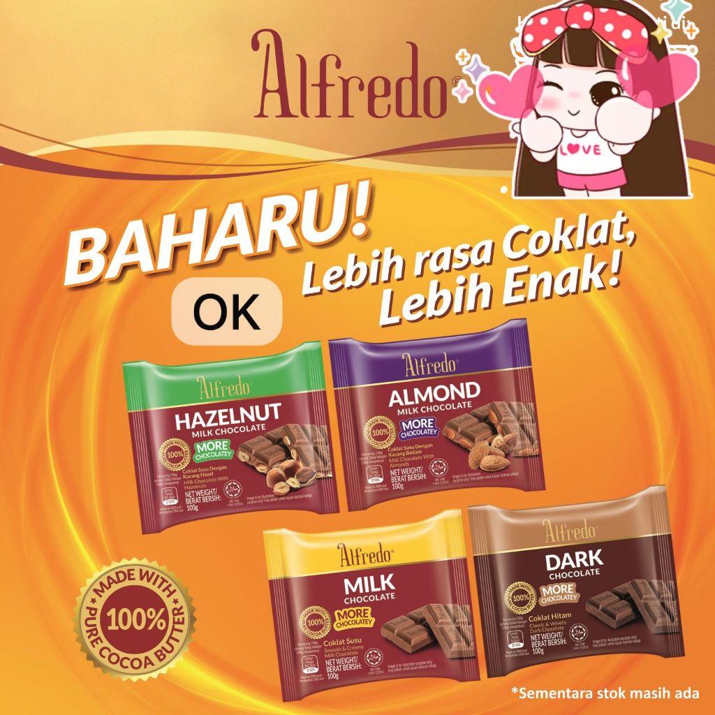 

OK9266 ALFREDO More Chocolate 100gr / Chocolate Great Taste Origin / Cokelat Almond Import