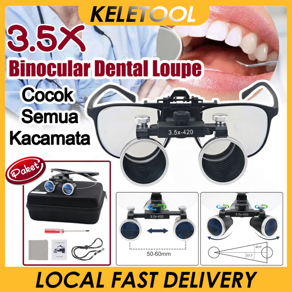 3.5X Dental Loupe Magnification Binocular Medical Surgical Kacamata Pembesar Dokter Gigi Kaca Mata