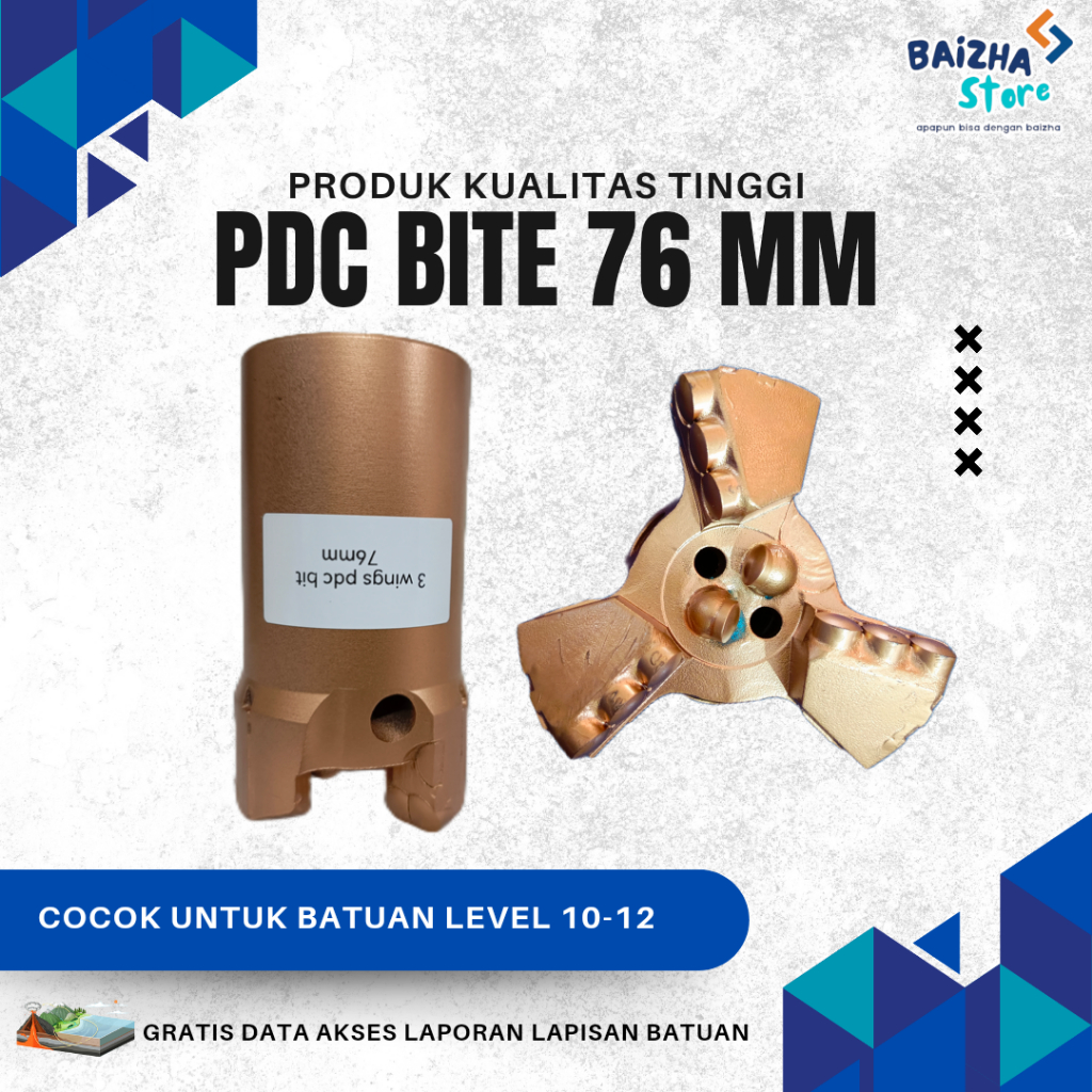 Mata Bor PDC 76 mm/3 Inch Dalam Cocok Untuk Mesin Bor Tipe Bensin di medan batuan keras