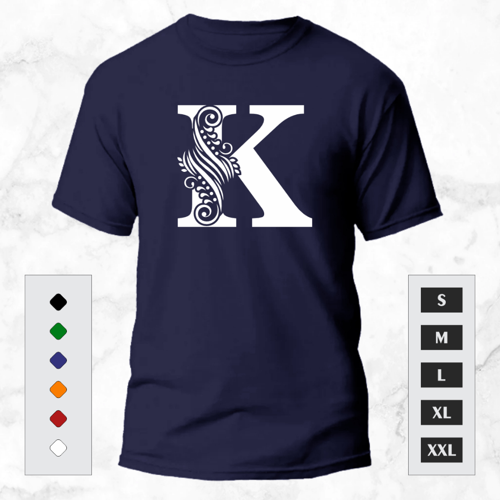 FREE GANTUNGAN KUNCI-KAOS INISIAL HURUF K-KAOS OBLONG UNISEX