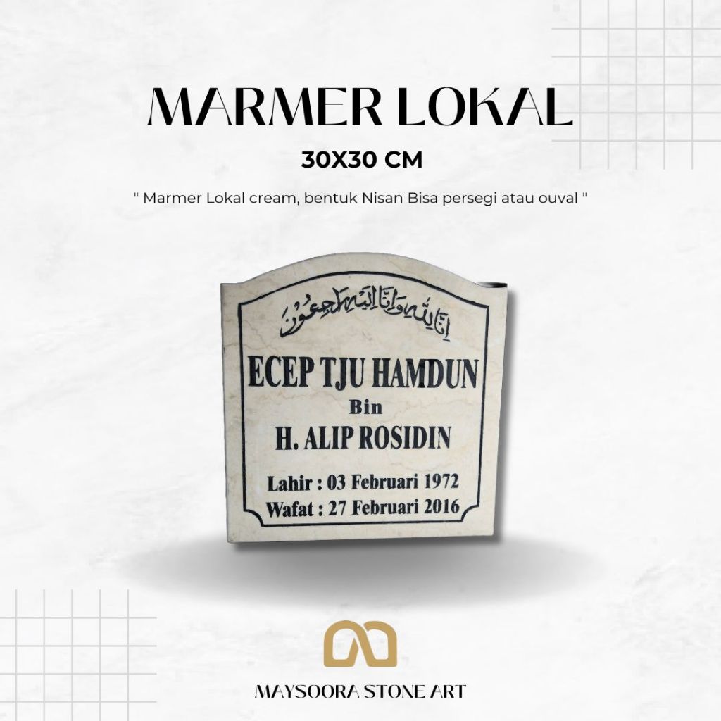 BATU NISAN MARMER LOKAL 30X30 CM