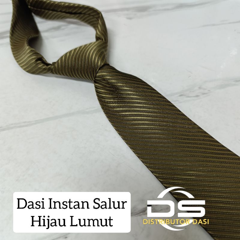 Dasi Instan Hijau Lumut Dasi Salur 3 Inch Siap Pakai