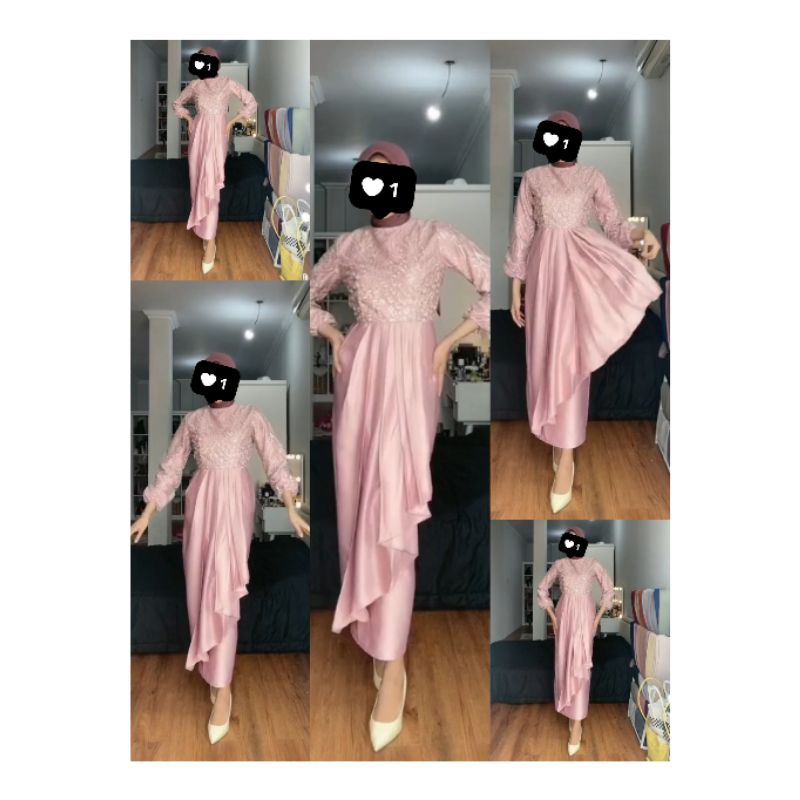 LIMITED EDITION GAMIS GAUN PESTA/WISUDA/KONDANGAN (NEW) NABILA MAXI DRESS ROSE GOLD