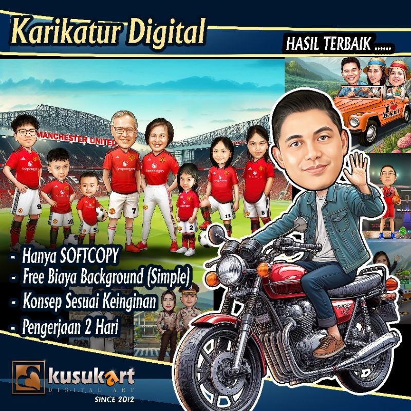 (SOFTCOPY) Karikatur Digital, Hadiah Pensiun/ Pindah tugas, Kado Ulang Tahun, Hadiah Pernikahan