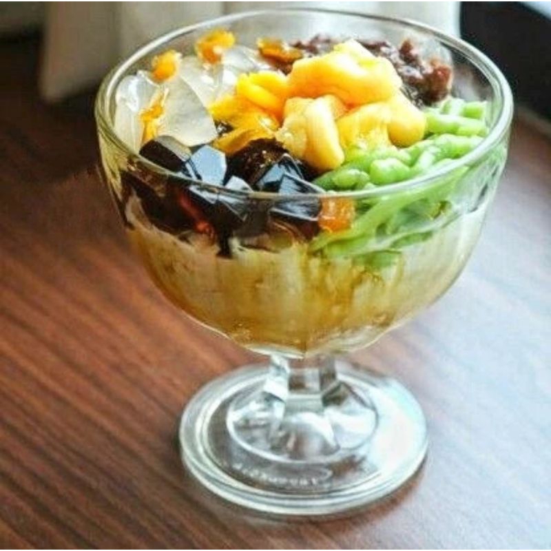 Gelas sop buah kaca isi 3 pcs/ Gelas es buah kaca/ Gelas es campur kaki Kaca isi 3 pcs