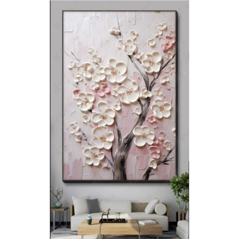 lukisan bunga sakura modern