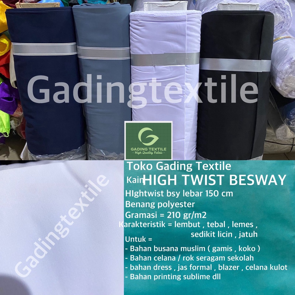 per setengah meter kain HIGH TWIST BESWAY HIGHTWIST BSY NIKITA polyester lebar 15 cm bahan baju keme