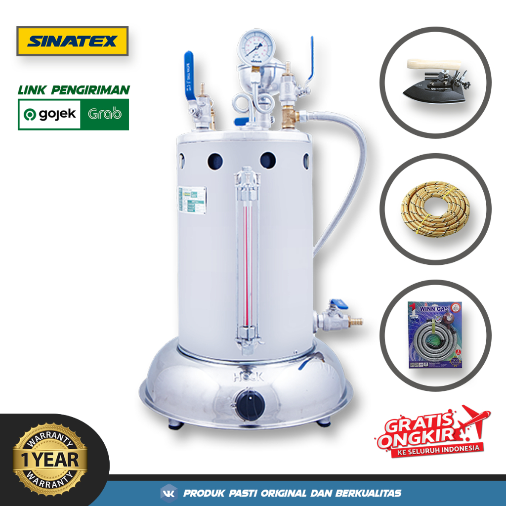 Mesin Boiler Setrika Uap 10 Liter Stainless 304 & Besi Tabung Setrika Uap Gosokan Laundry