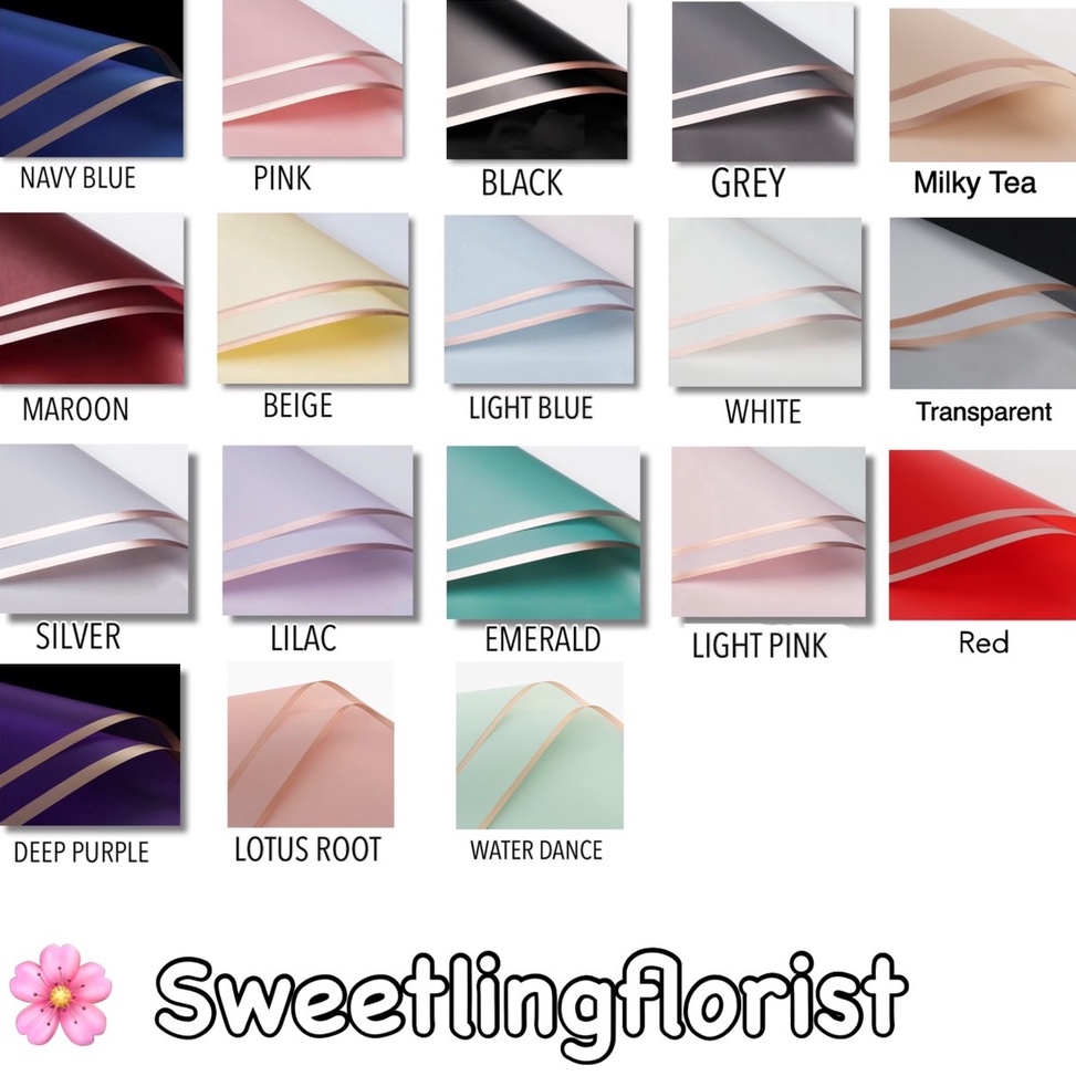 

Langsung Dibeli 2 LEMBAR Flower Wrapping Cellophane Paper Gold Line Kertas Bouquet Kertas Buket Bunga Florist