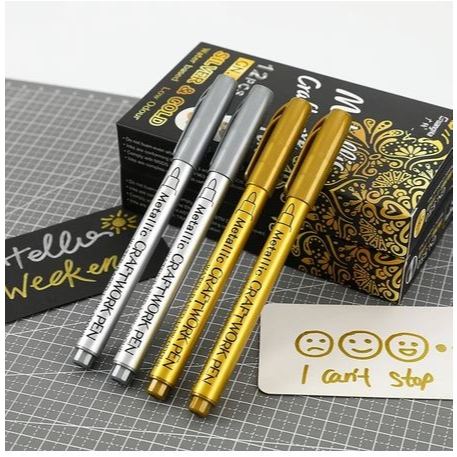 

SPIDOL METALLIC Craftwork / Kaligrafi Tinta Emas Permanent (Gold) & Silver (Anti Air)