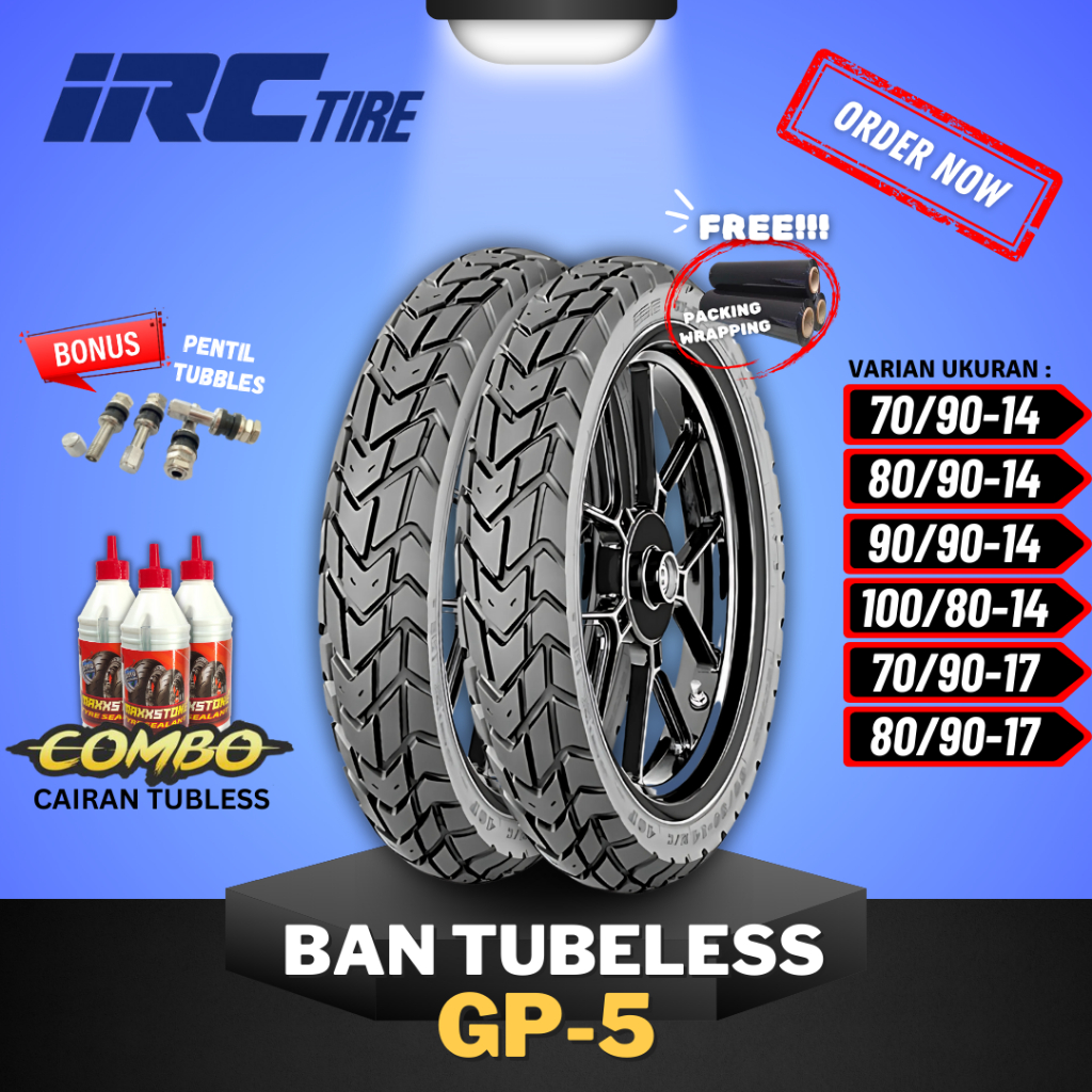 RAR [READY COD] BAN IRC GP5 TUBELESS RING 14 17 ( 70/90-17 / 80/90-17 ) IRC RING 14 17 BAN MOTOR