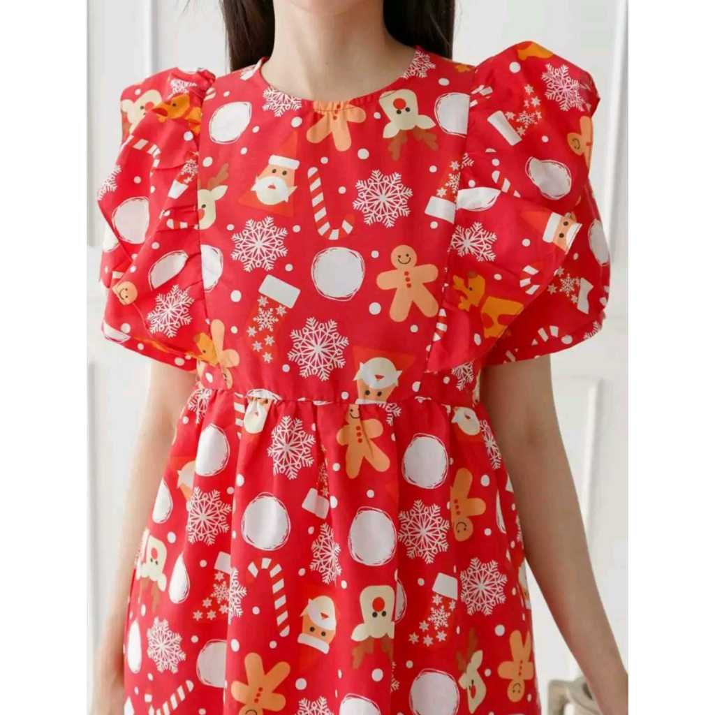 GAUN CHRISTMAS RED SANTA / DRESS NATAL WANITA