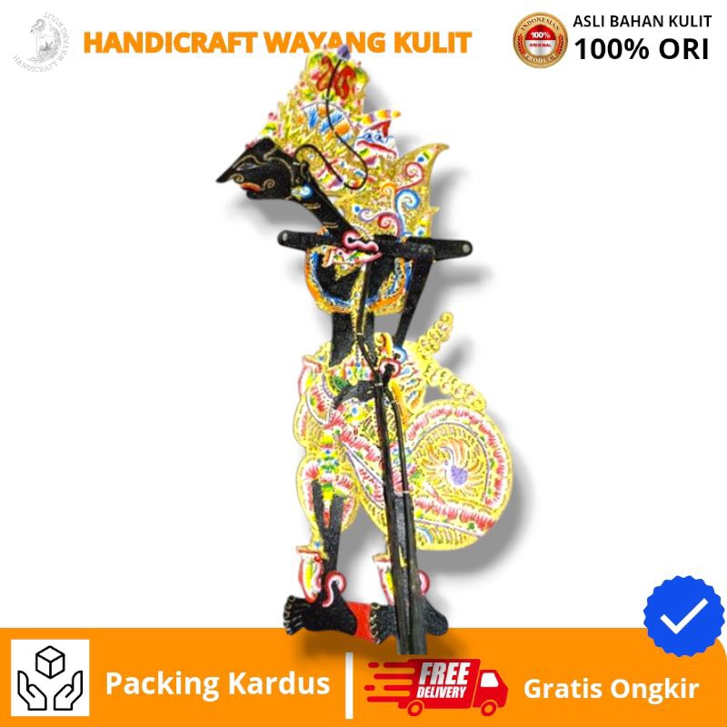 HANDICRAFT WAYANG KULIT | Wayang Kulit Asli KRESNA Hitam Alusan Ukuran -+ 60cm Standar Dalang