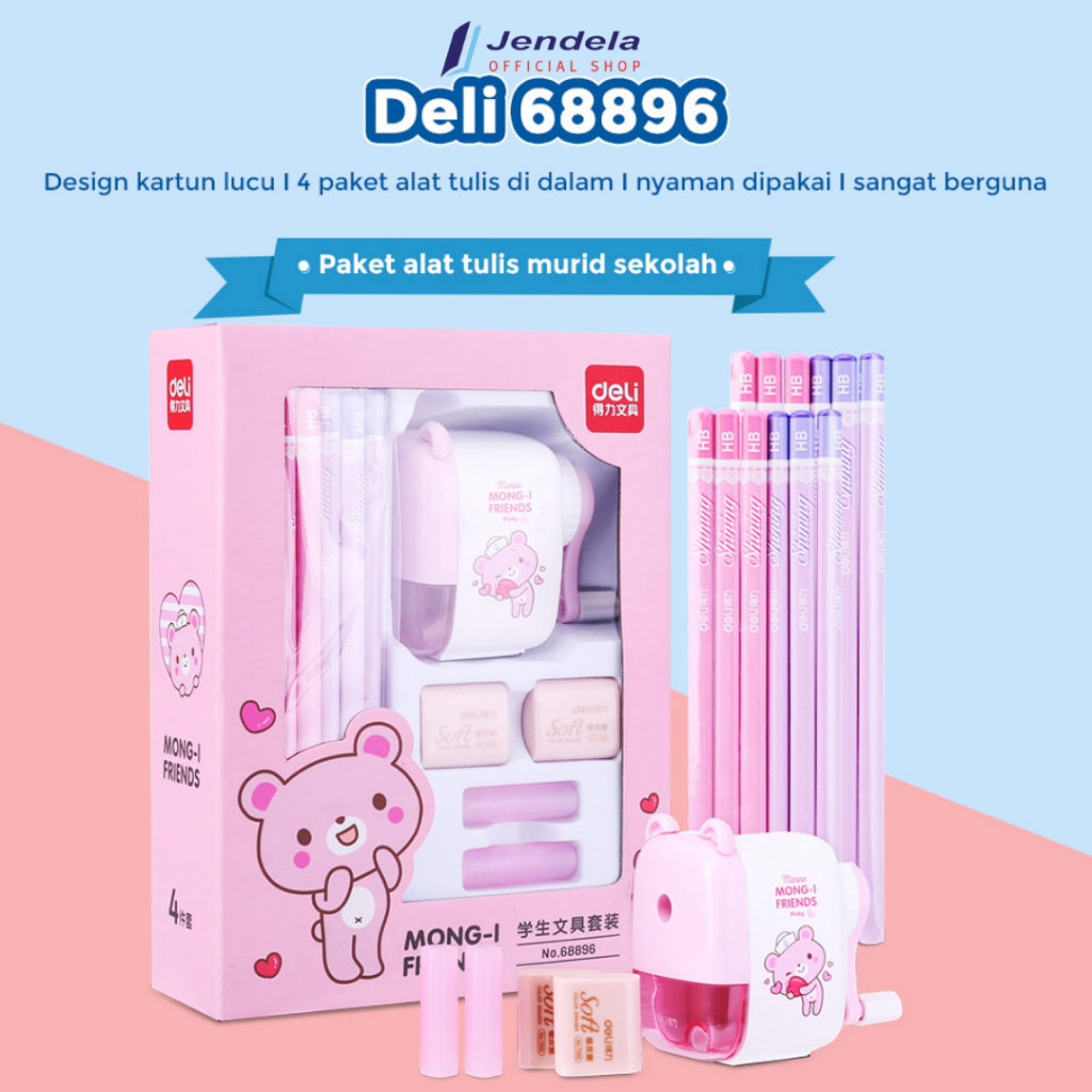 

Stationery set 4 in 1 Deli rautan pensil 12pcs pensil 2 penghapus dan 2 penutup pena - Perlengkapan Sekolah ATK 68896