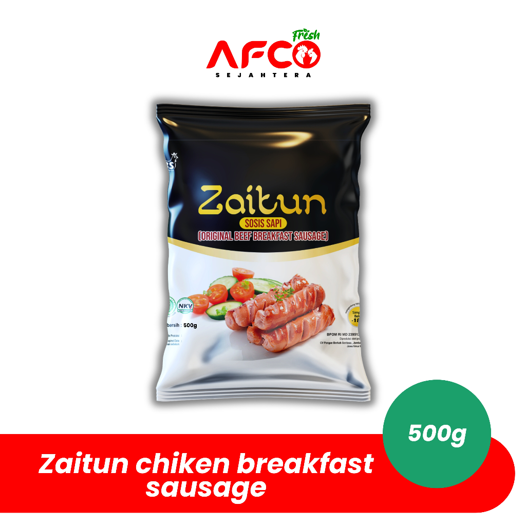 

Afco Fresh Zaitun Chiken Breakfast Sausage 500g