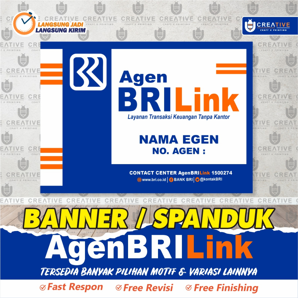 Spanduk Banner Meja / Etalase / Dinding Agen BRILink