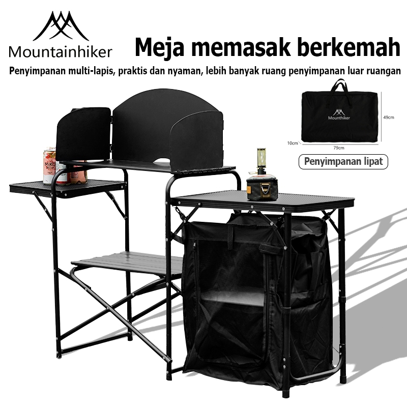 Mountainhiker Meja Dapur Camping, Dapur Lipat, Meja Dapur Memasak , Bahan Aluminium, Dapat Dilipat, 