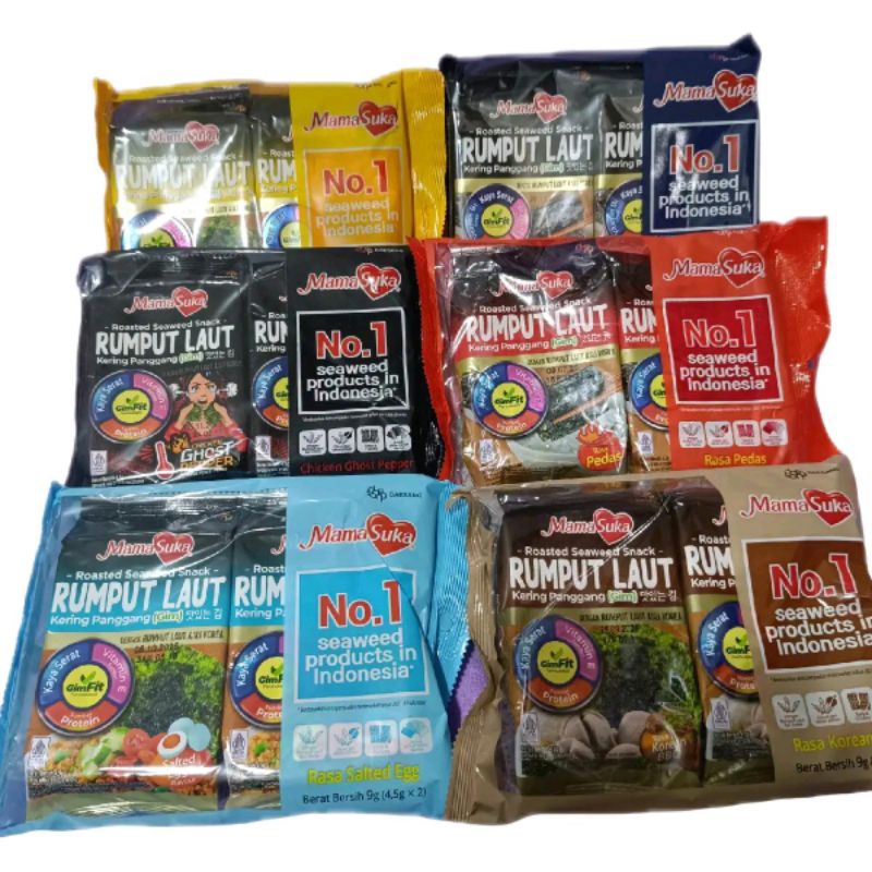 

2 bungkus isi 4pcs@4.5 gr rumput laut mamasuka isi 4pcs