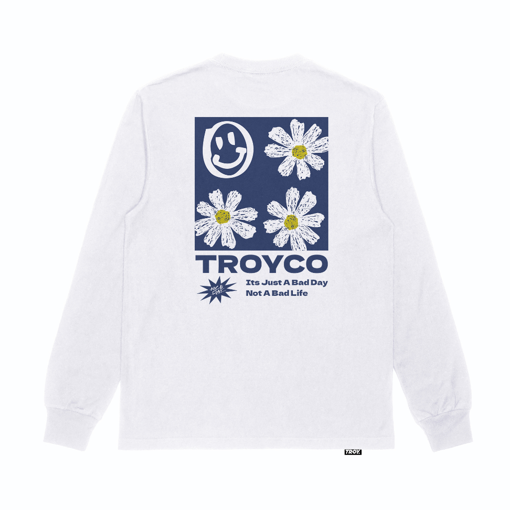 Troy Company Longsleeve Tshirt White Smilling - Kaos Lengan Panjang Putih LS 2826