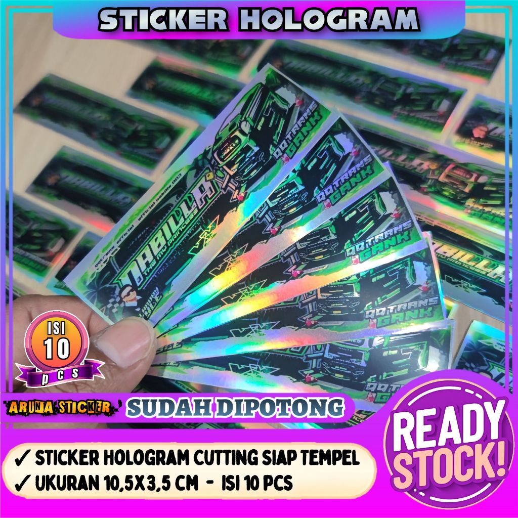 

10 pc Sticker Bus Nabilla Hologram Panjang SUDAH DIPOTONG Tinggal Tempel Stiker Nabila Sepeda Laptop