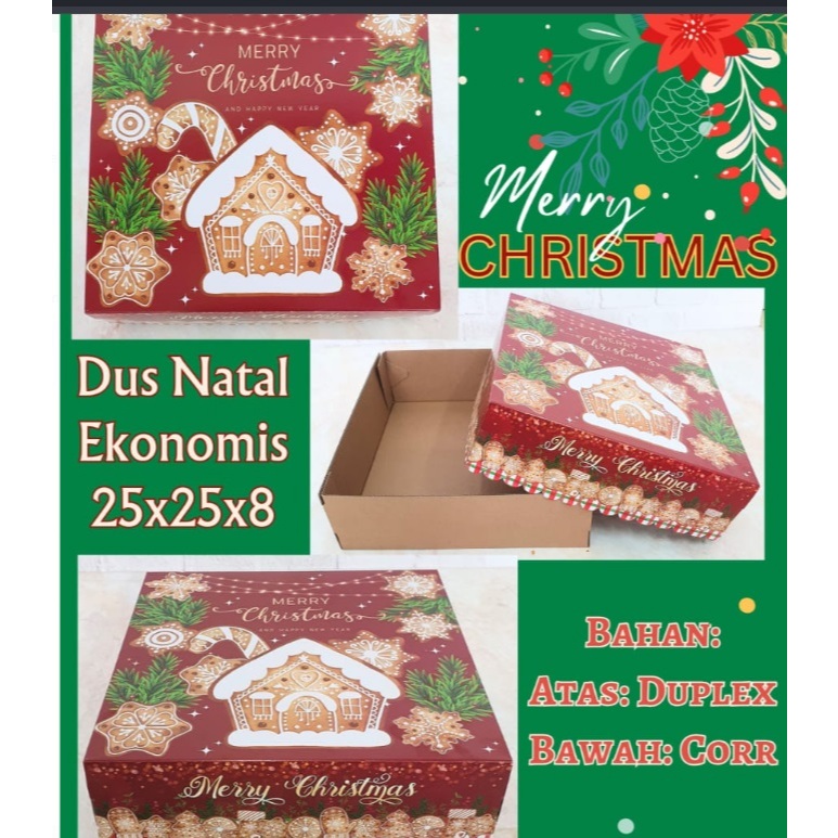 

Dus box natal 25x25x8 cm rumah christmas