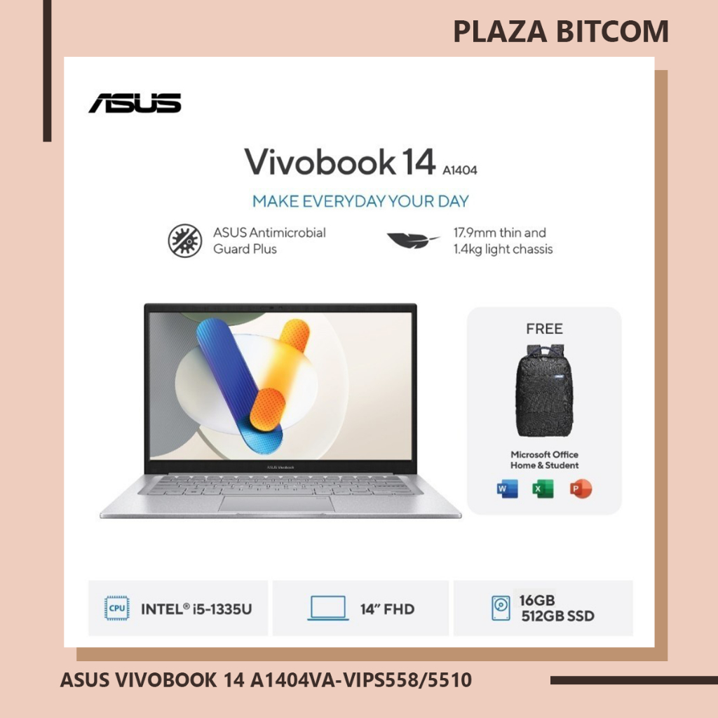 ASUS VIVOBOOK 14 ASUS VIVOBOOK 14 A1404VA-VIPS558/5510, CORE i5-1335U 16GB 512GB W11+OHS 2021 | BITC