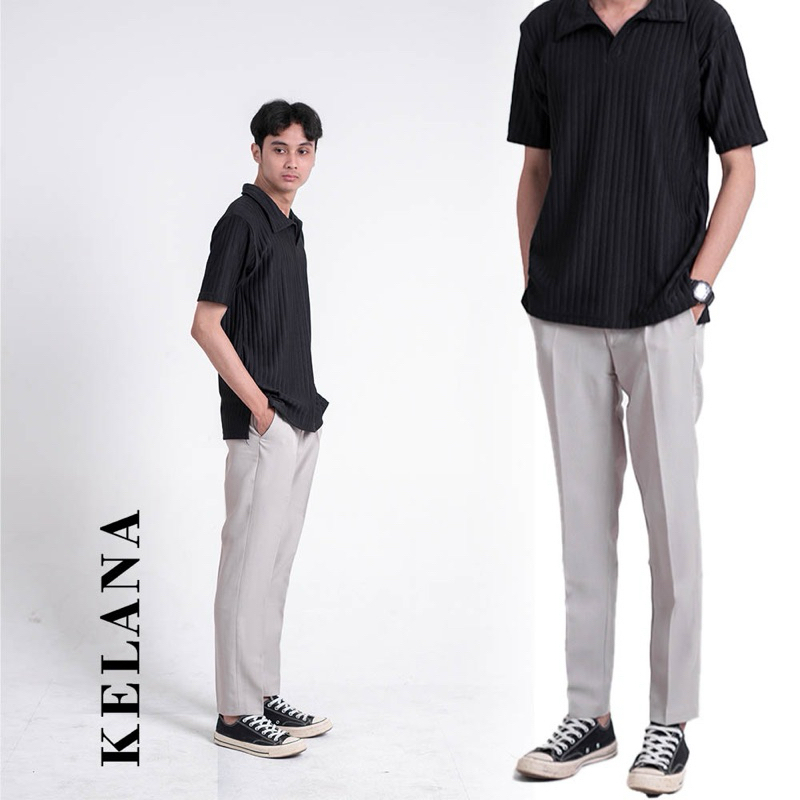 KELANA | CREAM - Celana Bahan Slimfit Pria