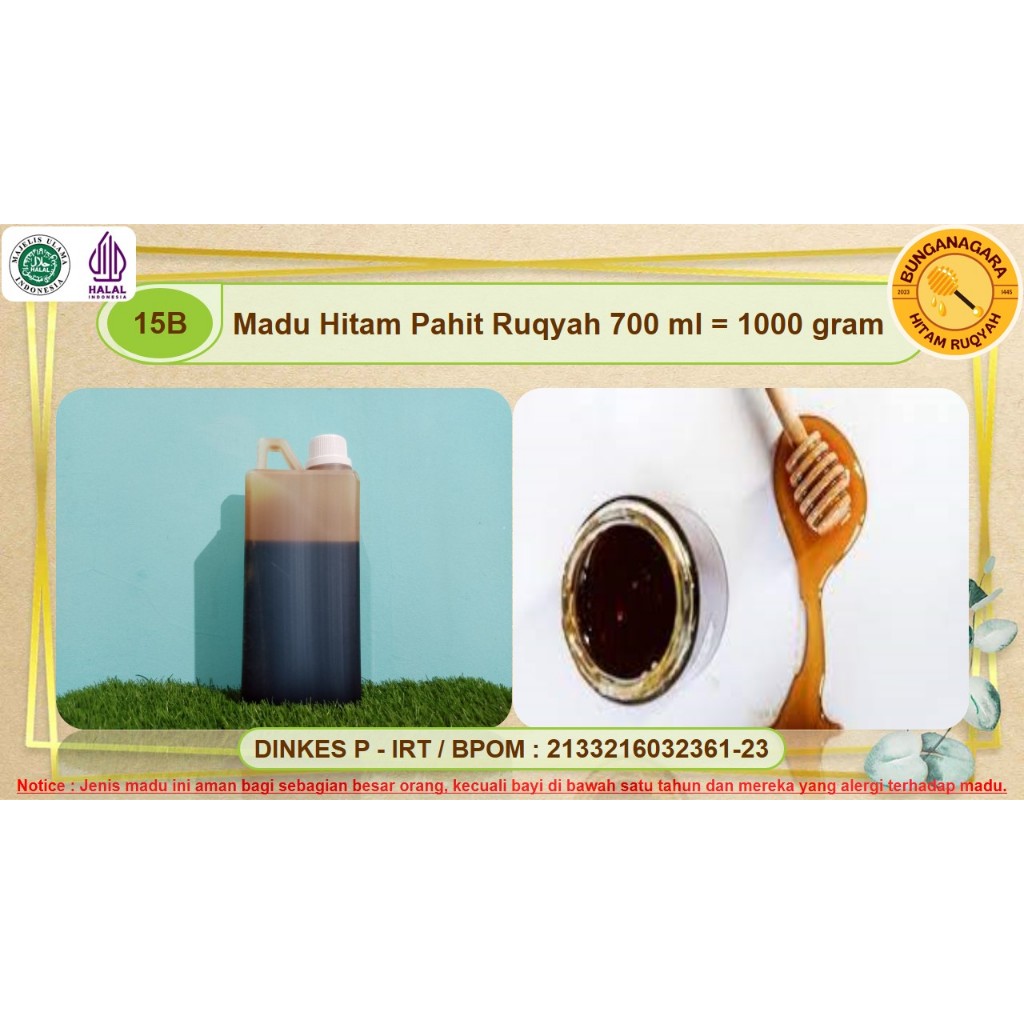 

MADU HITAM PAHIT RUQYAH ASLI HUTAN ALAM INDONESIA 1 KG | 700 ML 1000 GRAM BUNGANAGARA PURE HONEY